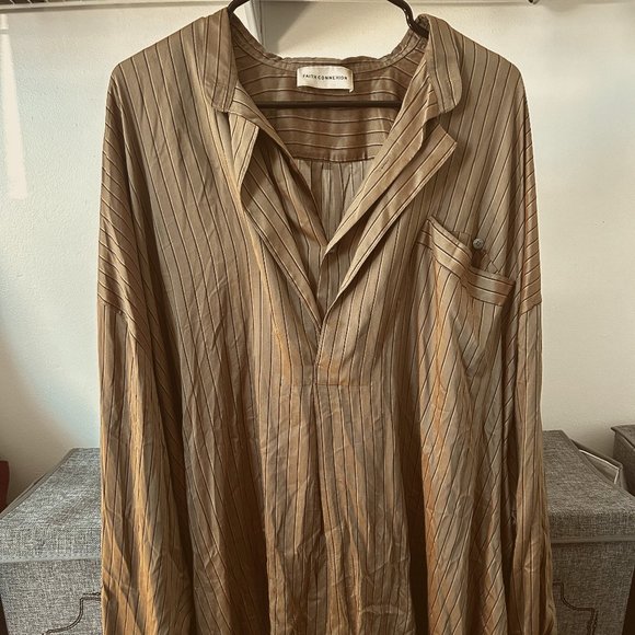 Faith Connexion 1/3 button up Silk & Viscose Striped Shirt - Picture 1 of 10